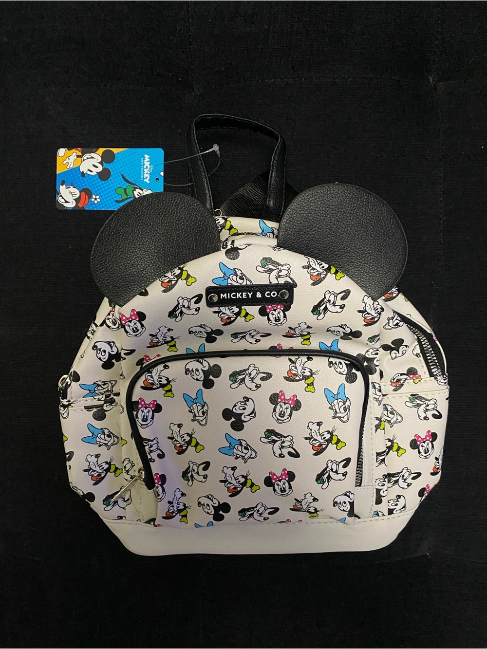 Disney White Mini Mickey & Friends Ear Backpack with Multicolor Accents